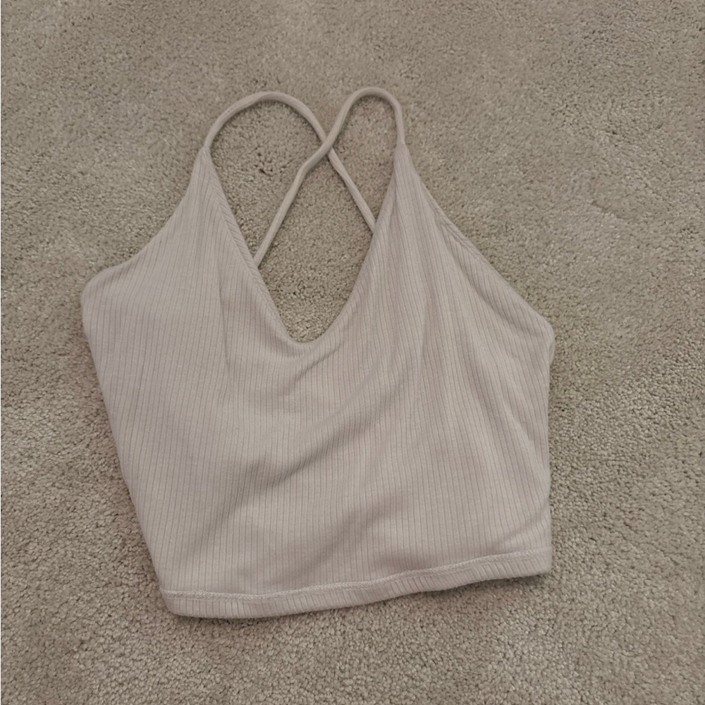 Women's Ribbed Cream Crop Top